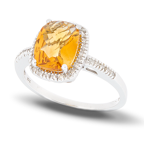 Ladies Citrine and diamond halo ring | Joliet